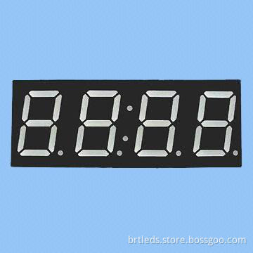 0.56-inch 4 Digit 7 Segment LED Display, Green Color, Common Anode, White Segment and Black Face